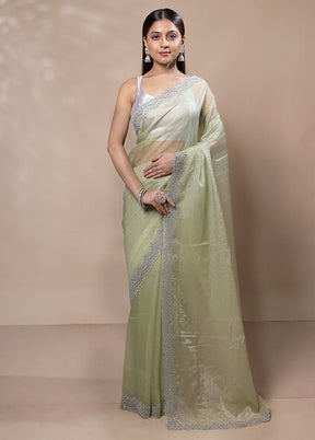 Green Jimmy Choo Saree With Blouse Piece