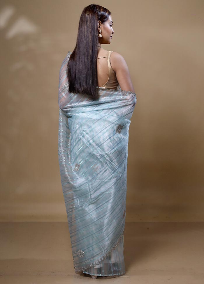 Blue Jimmy Choo Saree With Blouse Piece