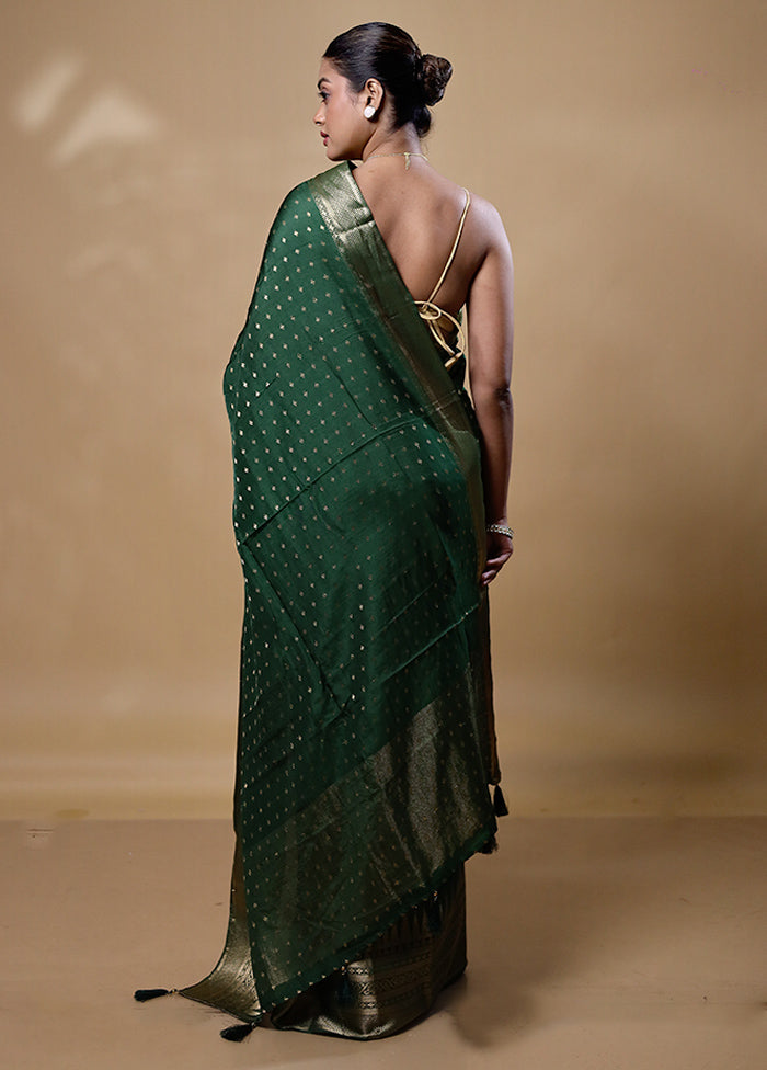 Green Dupion Silk Saree With Blouse Piece