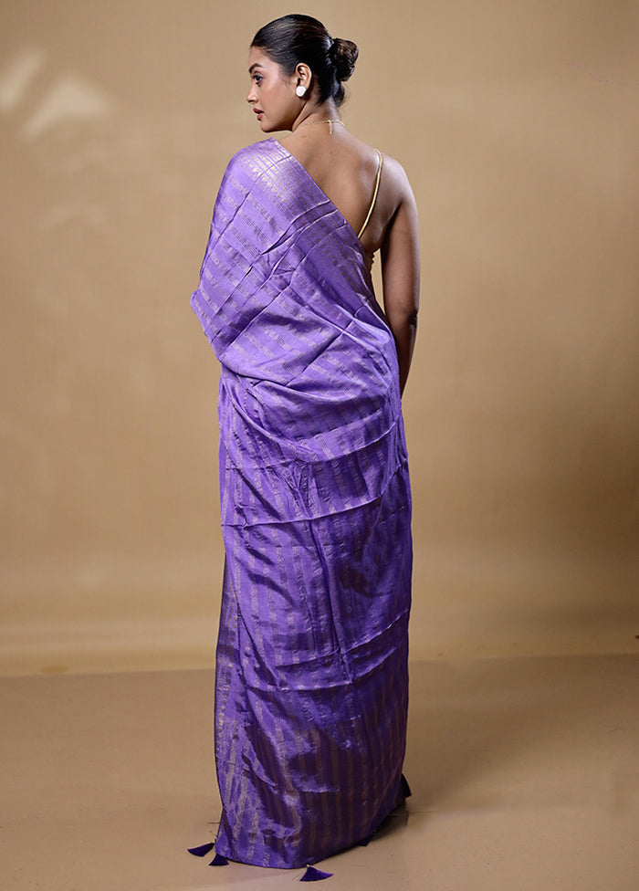 Purple Dupion Silk Saree With Blouse Piece