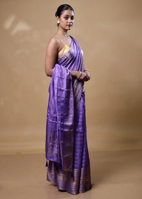 Purple Dupion Silk Saree With Blouse Piece