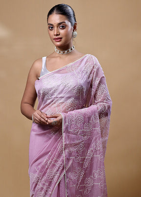 Lavender Organza Saree With Blouse Piece