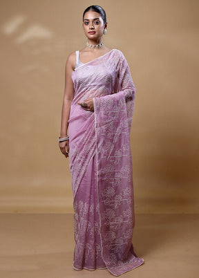 Lavender Organza Saree With Blouse Piece