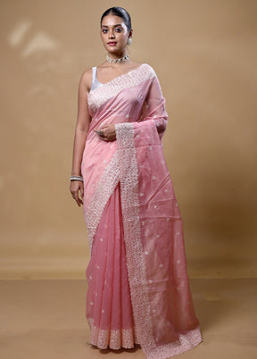 Pink Organza Saree With Blouse Piece