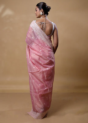 Pink Organza Saree With Blouse Piece