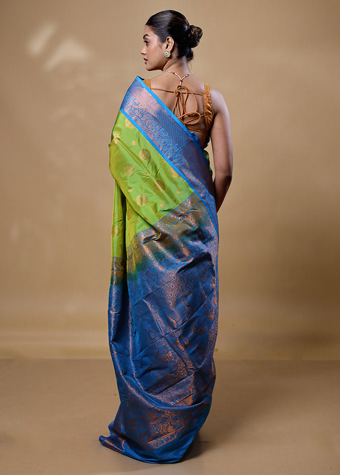 Green Kanjivaram Silk Saree With Blouse Piece