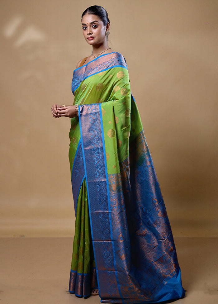 Green Kanjivaram Silk Saree With Blouse Piece