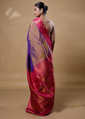 Pink Kanjivaram Silk Saree With Blouse Piece