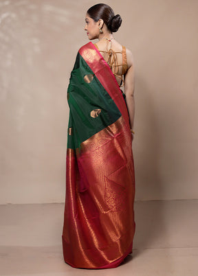 Green Kanjivaram Silk Saree With Blouse Piece