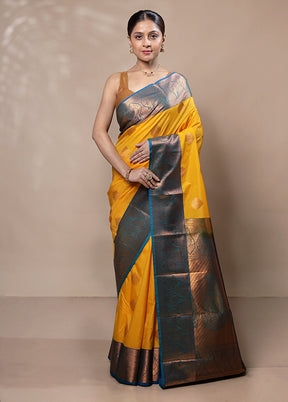 Yellow Kanjivaram Silk Saree With Blouse Piece