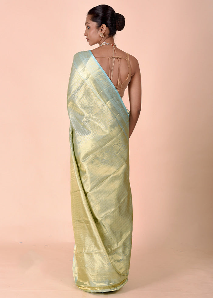 Green Handloom Kanchipuram Pure Silk Saree With Blouse Piece