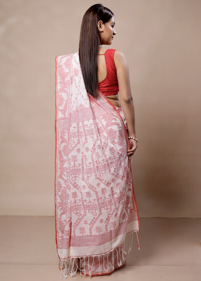 White Cotton Saree With Blouse Piece