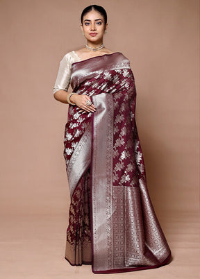 Wine Uppada Silk Saree With Blouse Piece