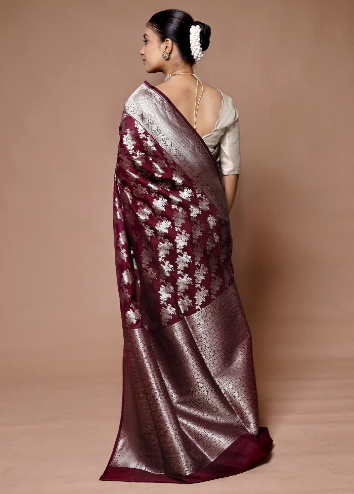 Wine Uppada Silk Saree With Blouse Piece