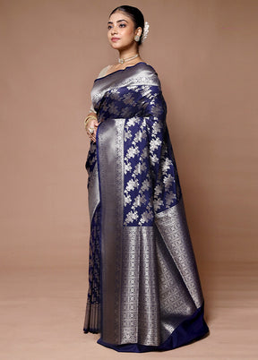 Blue Uppada Silk Saree With Blouse Piece