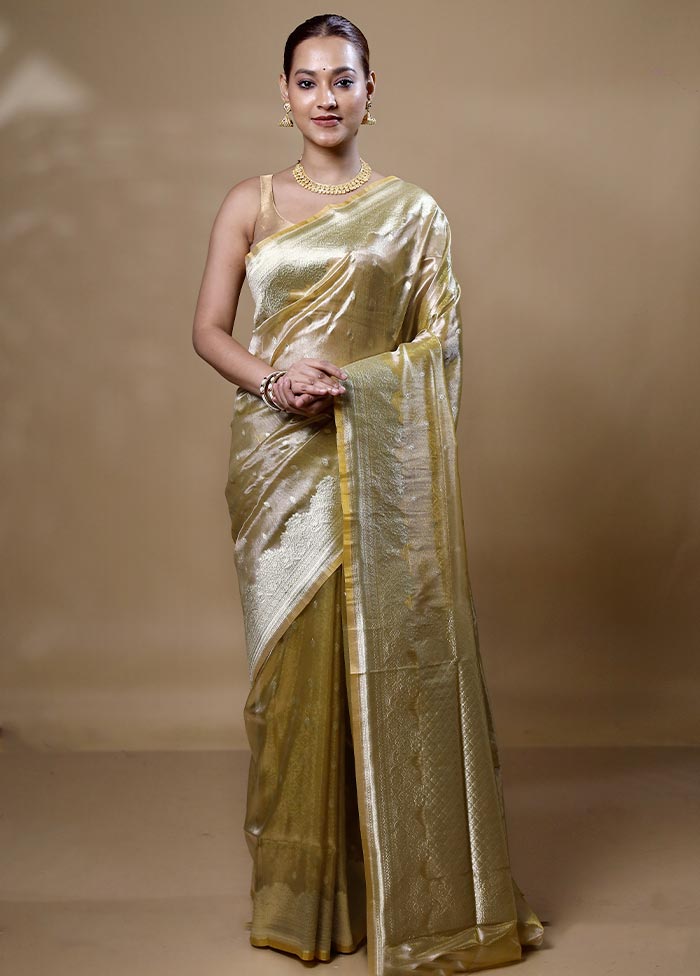 Green Tissue Silk Saree With Blouse Piece