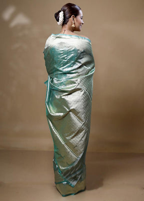 Green Tissue Silk Saree With Blouse Piece