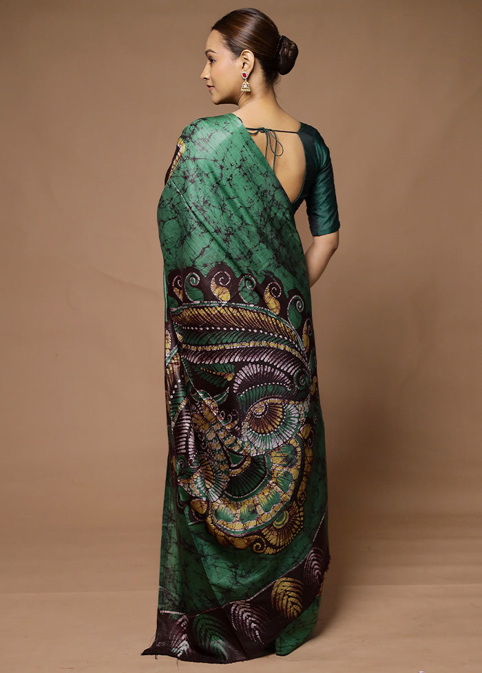 Black Printed Silk Saree Without Blouse Piece