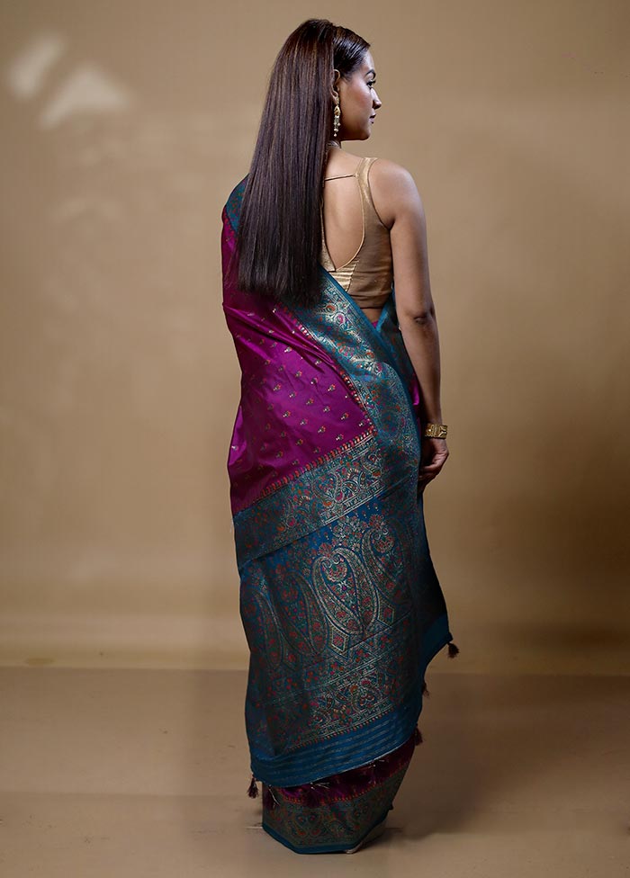 Purple Dupion Silk Saree With Blouse Piece