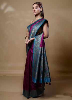 Purple Dupion Silk Saree With Blouse Piece