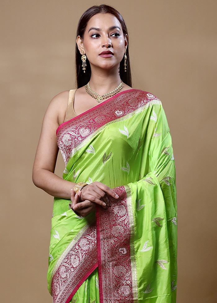 Green Dupion Silk Saree With Blouse Piece