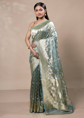 Green Tissue Silk Saree With Blouse Piece