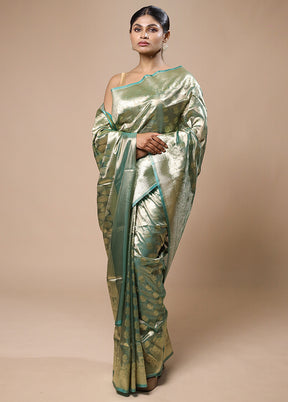 Green Tissue Silk Saree With Blouse Piece