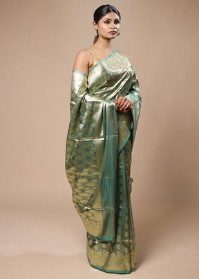 Green Tissue Silk Saree With Blouse Piece