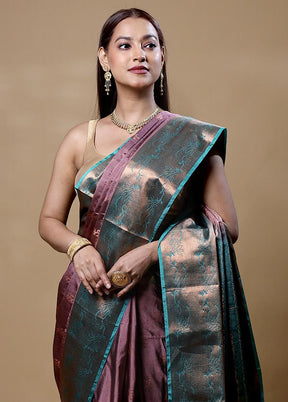 Wine Dupion Silk Saree With Blouse Piece