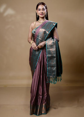 Wine Dupion Silk Saree With Blouse Piece