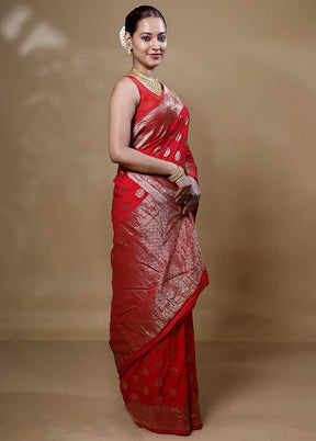 Red Georgette Saree With Blouse Piece