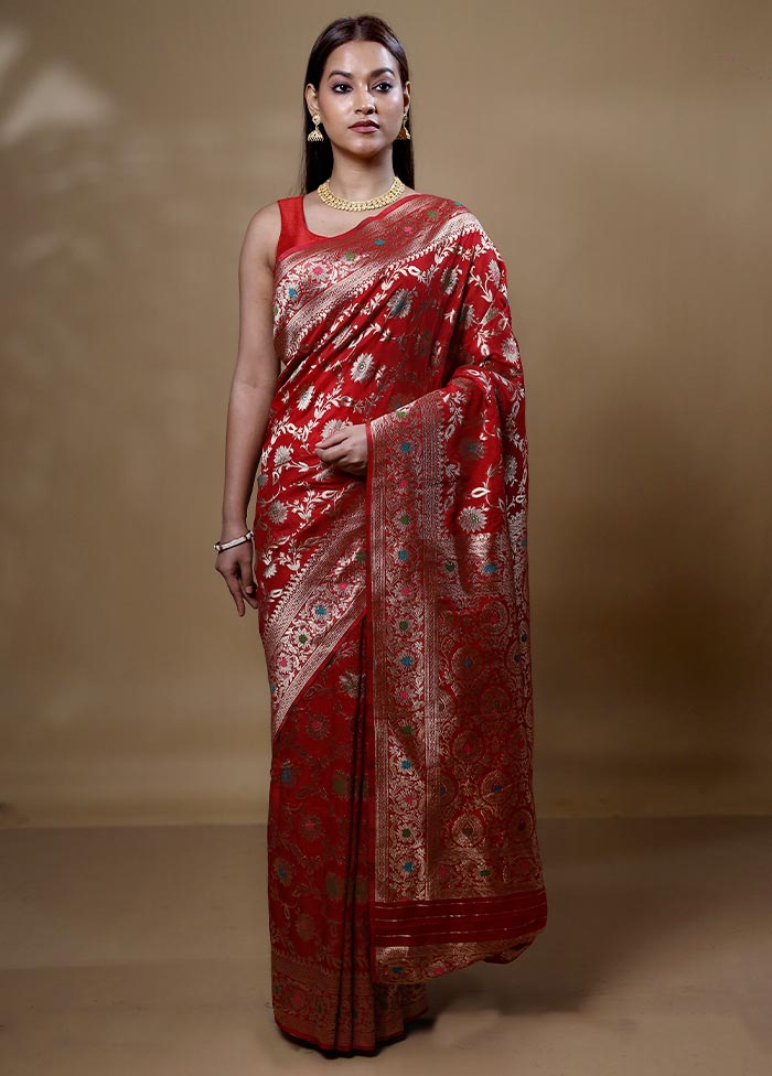 Red Georgette Saree With Blouse Piece