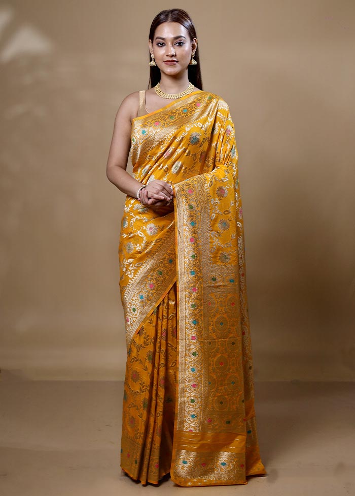 Yellow Georgette Saree With Blouse Piece