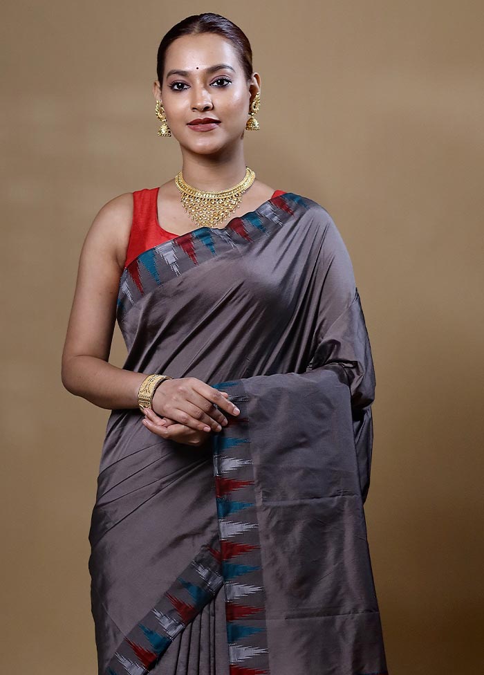 Grey Kanjivaram Silk Saree With Blouse Piece