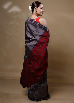 Grey Kanjivaram Silk Saree With Blouse Piece