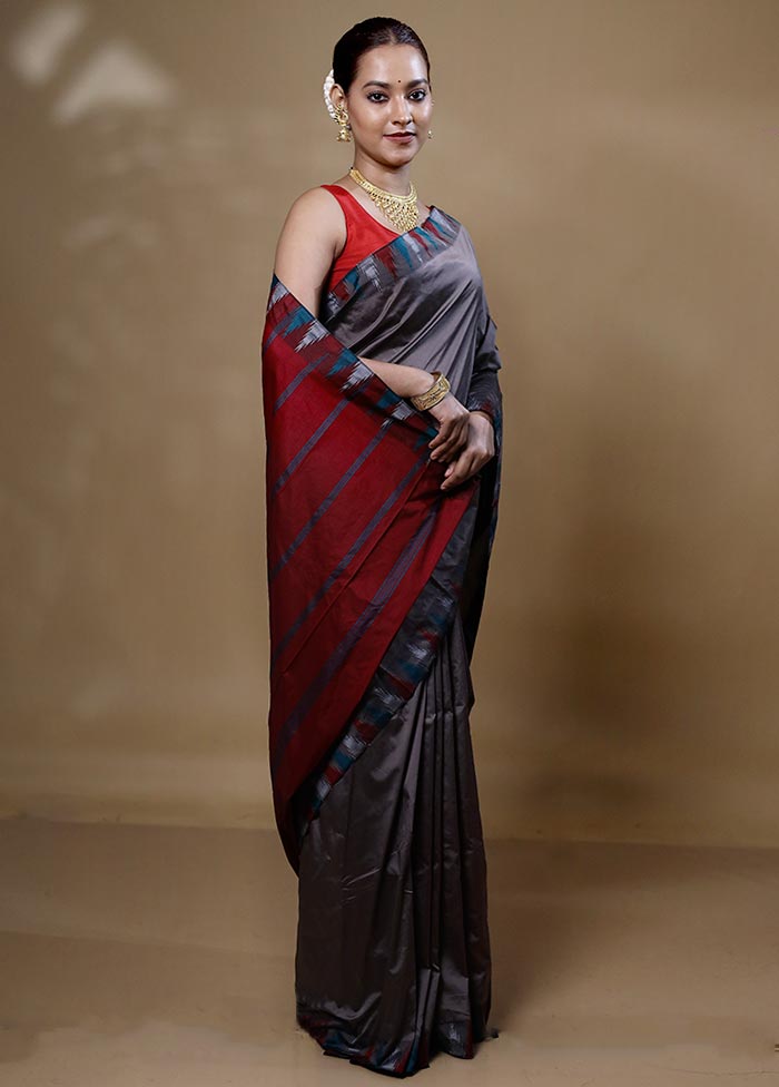 Grey Kanjivaram Silk Saree With Blouse Piece