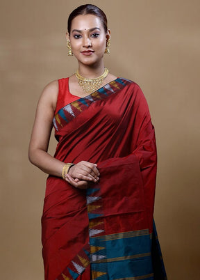 Maroon Kanjivaram Silk Saree With Blouse Piece