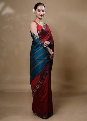 Maroon Kanjivaram Silk Saree With Blouse Piece