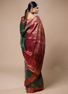 Green Kanjivaram Silk Saree With Blouse Piece