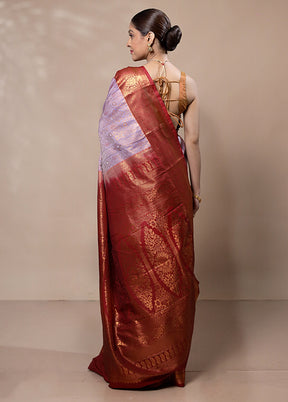 Purple Kanjivaram Silk Saree With Blouse Piece