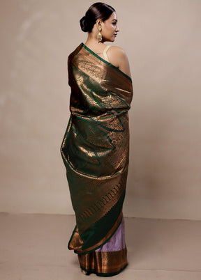 Purple Kanjivaram Silk Saree With Blouse Piece