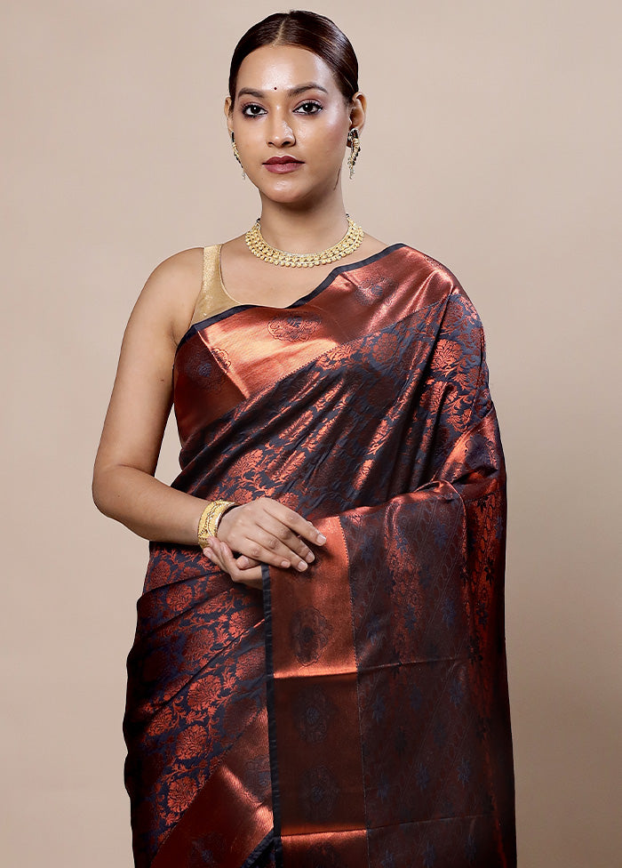 Black Kanjivaram Silk Saree With Blouse Piece