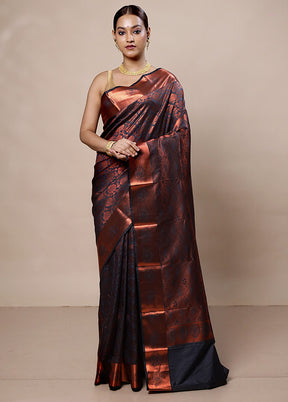 Black Kanjivaram Silk Saree With Blouse Piece