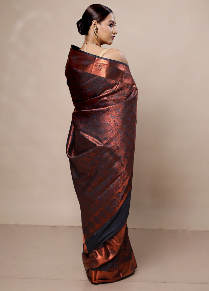 Black Kanjivaram Silk Saree With Blouse Piece