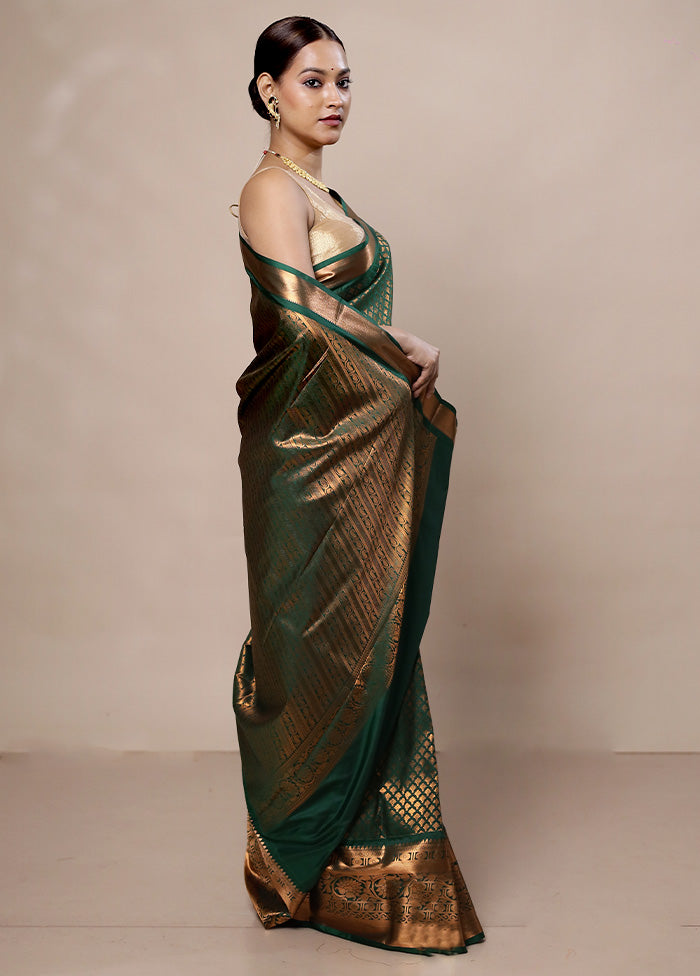 Green Kanjivaram Silk Saree With Blouse Piece