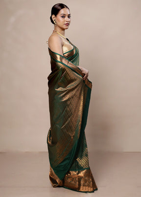 Green Kanjivaram Silk Saree With Blouse Piece