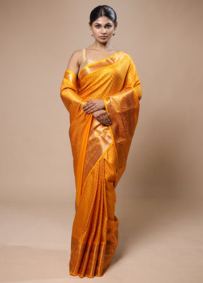 Yellow Kanjivaram Silk Saree With Blouse Piece