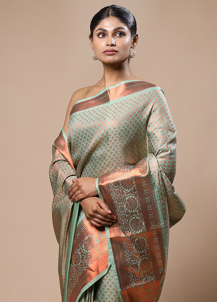 Green Kanjivaram Silk Saree With Blouse Piece