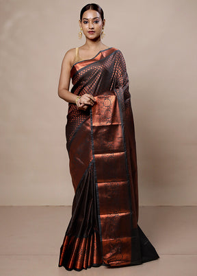 Black Kanjivaram Silk Saree With Blouse Piece