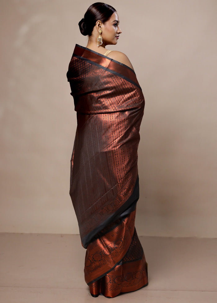 Black Kanjivaram Silk Saree With Blouse Piece